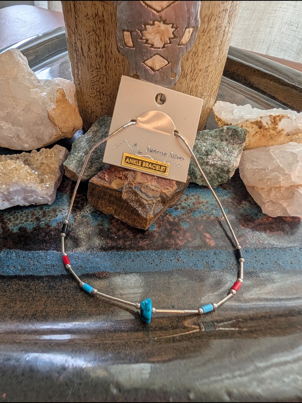 Sterling Silver Turquoise Bead Anklet Bracelet